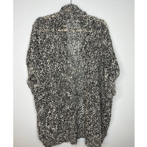 Abercrombie & Fitch Loose Knit Open Cardigan One-Size Black White Short Sleeve - Picture 3 of 6